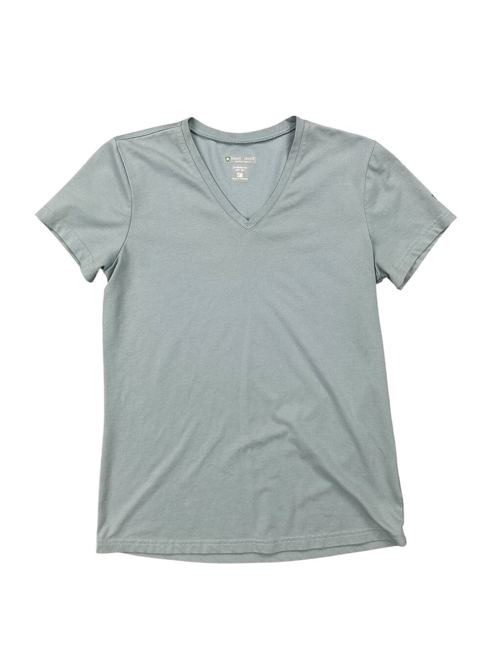 Insect Shield Dri-Balance UPF 30+ V-Neck Tee Gray — Size Small
